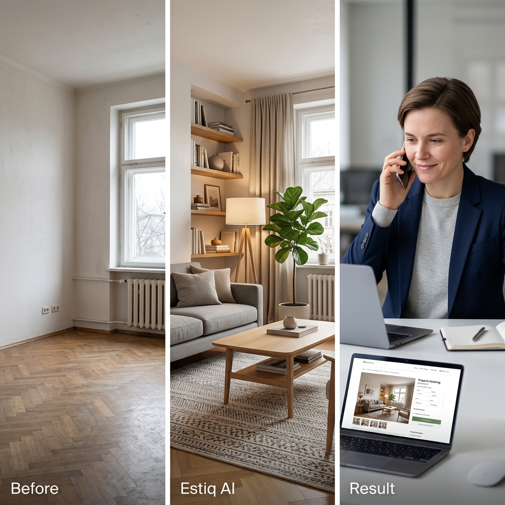 Before and after virtual staging comparison of a residential room