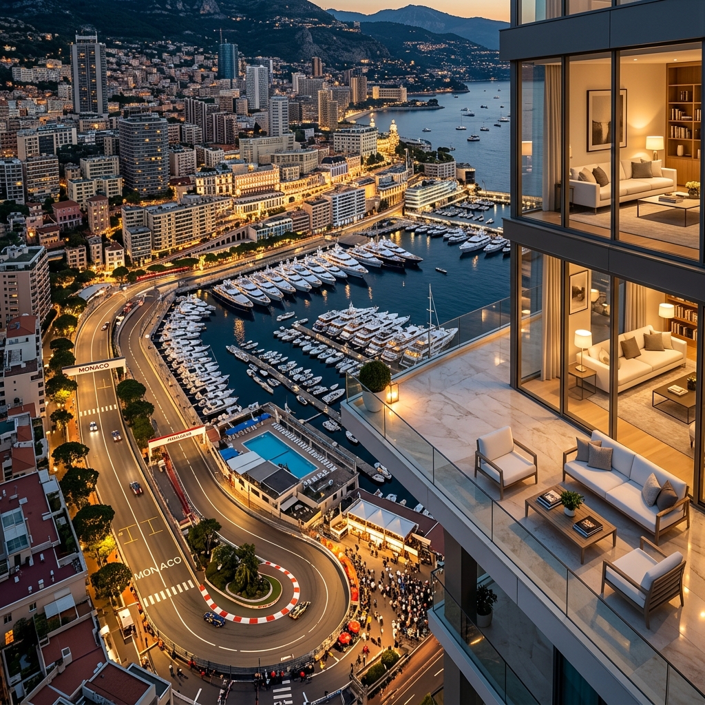 AI virtual staging before and after Monaco apartment comparison