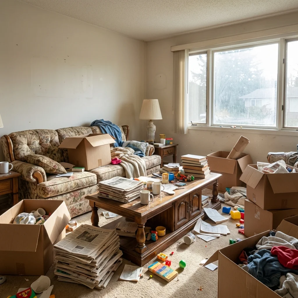 Declutter in One Click - Empty room before AI virtual staging by Estiq