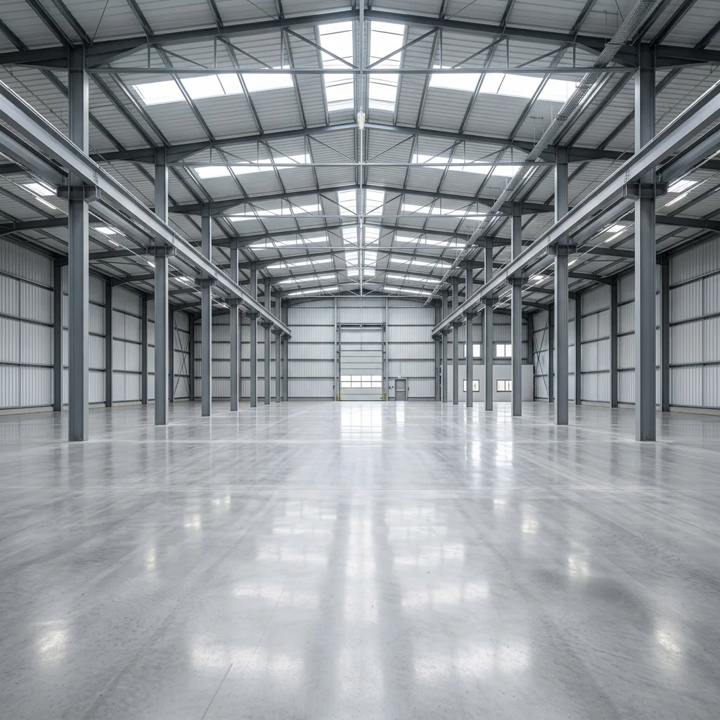 Industrial unit layout concept - Empty room before AI virtual staging by Estiq