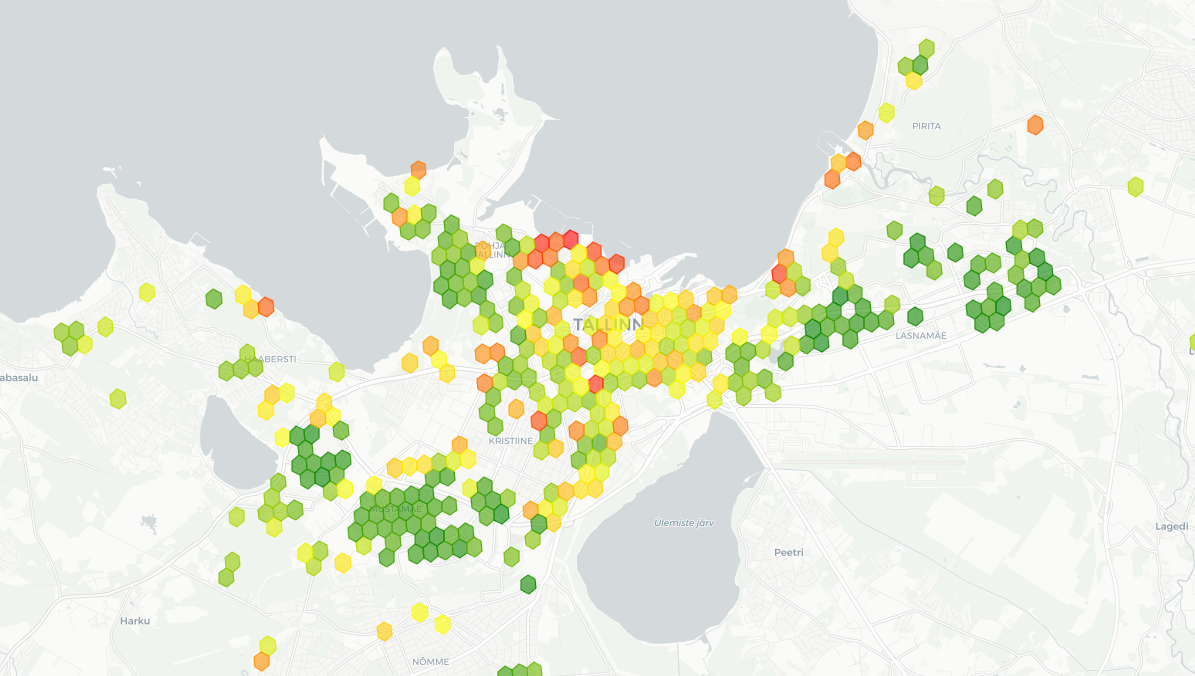 Price heat map for Tallinn real estate
